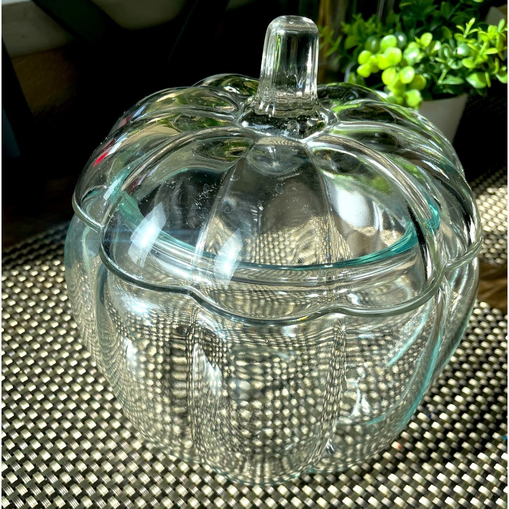 Glass Pumpkin Jar, Removable Lid, Approximately 7inch Height, 6inch Width